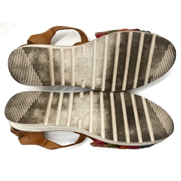 Veronica Sandals Size 8 Floral Embroidery Buckle Closure Leather Mexican - Picture 4 of 4